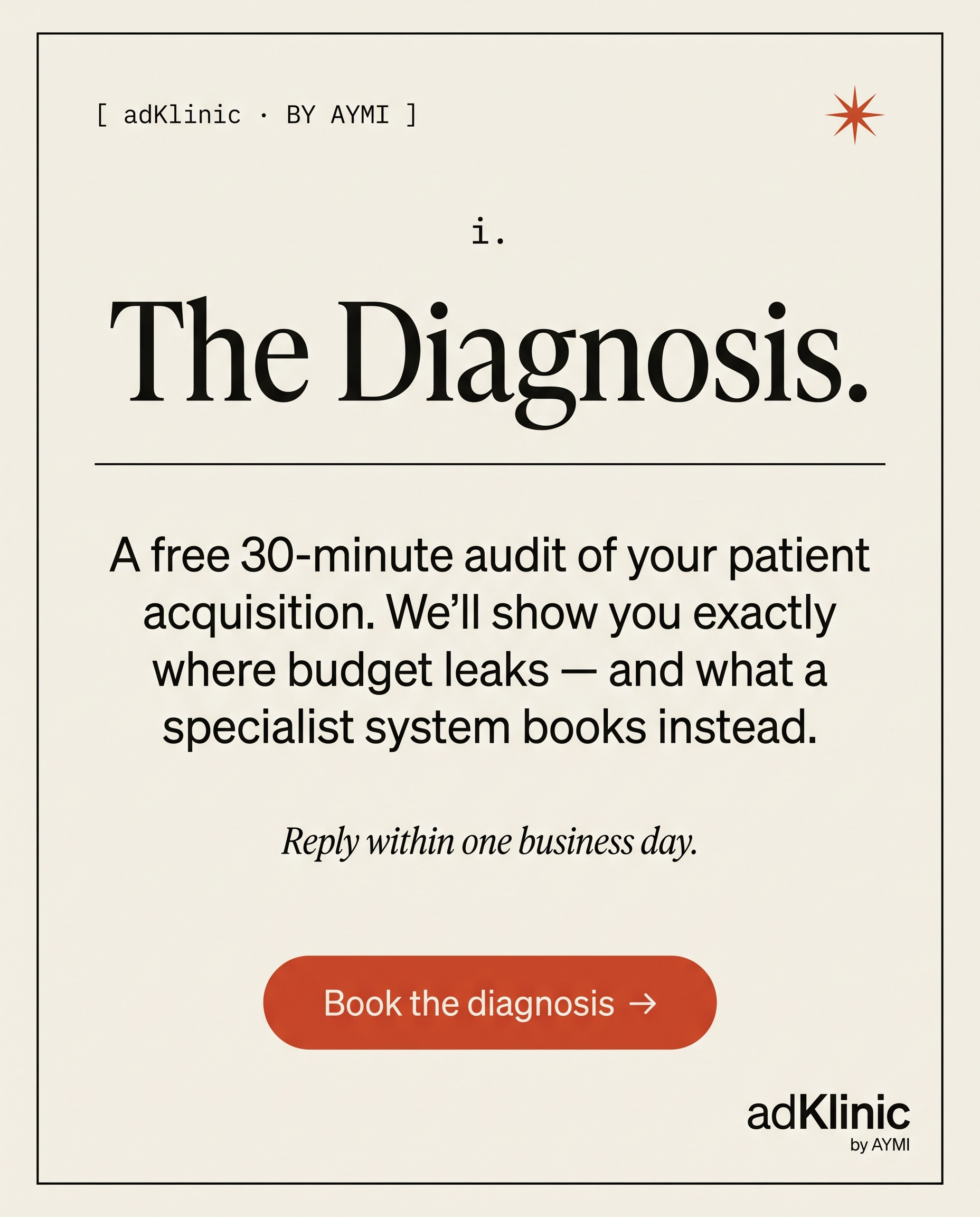 adKlinic ad: The Diagnosis — free 30-minute audit