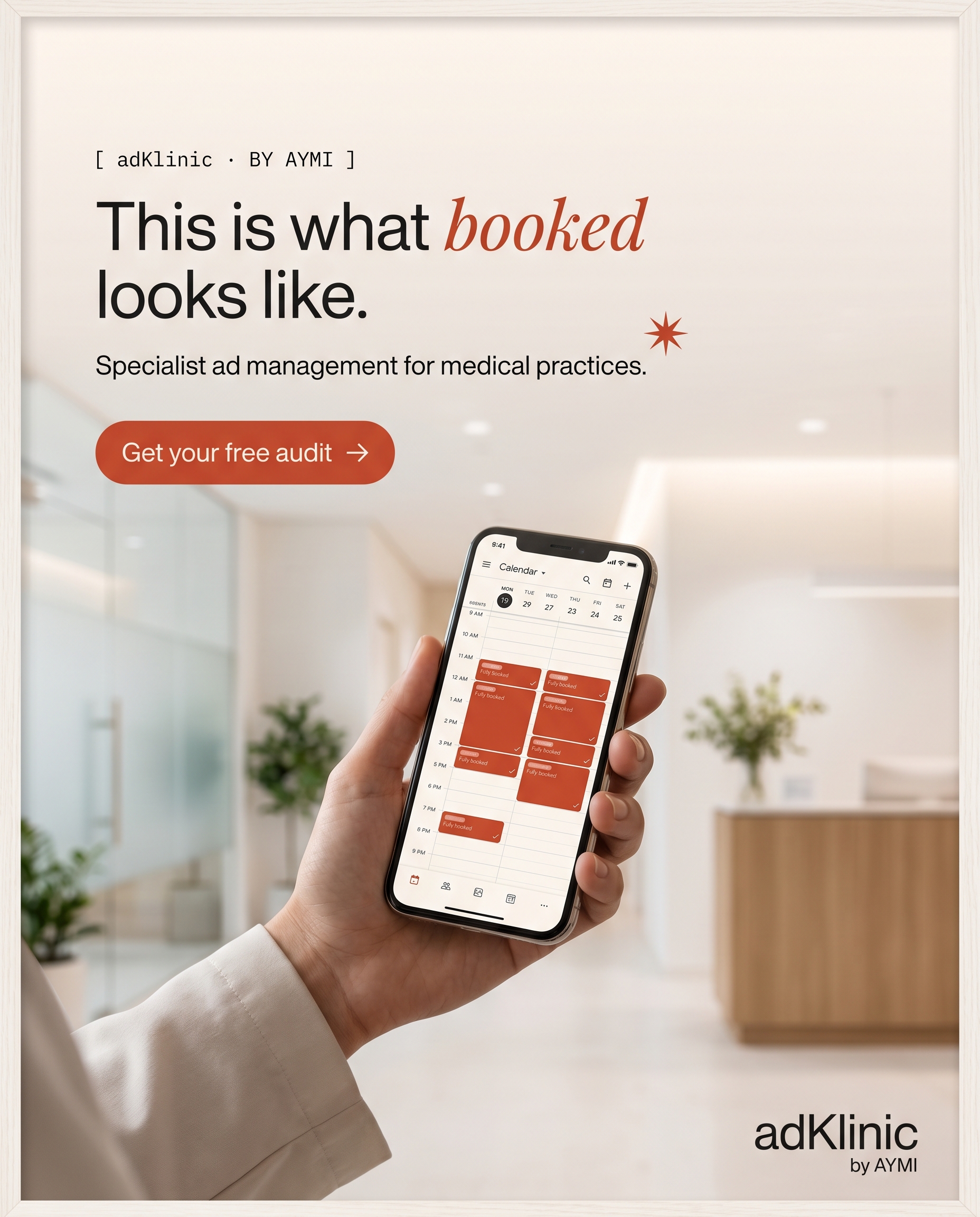 adKlinic ad: This is what booked looks like